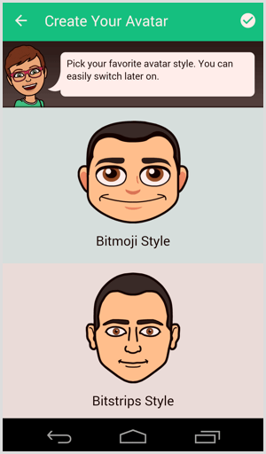 bitmoji memilih gaya avatar