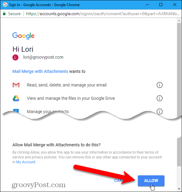 Izinkan akses ke akun Gmail