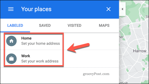 Google Maps menu Tempat Anda