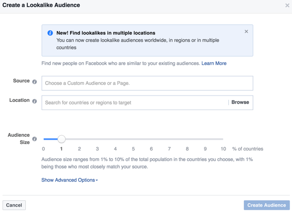 Pengelola Iklan Facebook memungkinkan Anda membuat audiens yang mirip dengan audiens yang pernah berinteraksi dengan bisnis Anda.