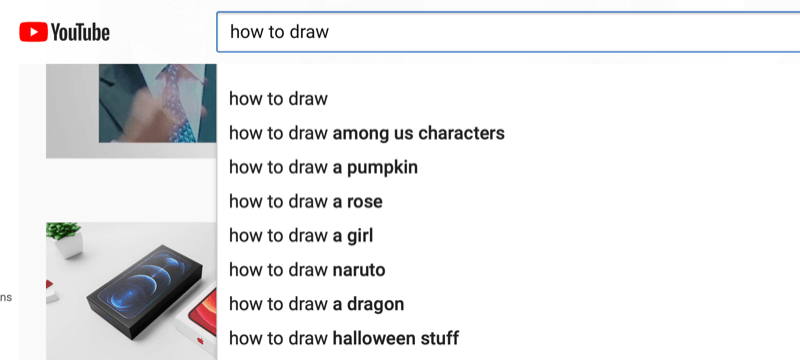 contoh penelitian kata kunci di youtube untuk frase 'cara menggambar'