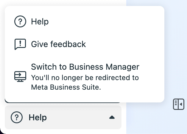gambar opsi Beralih ke Pengelola Bisnis di Meta Business Suite