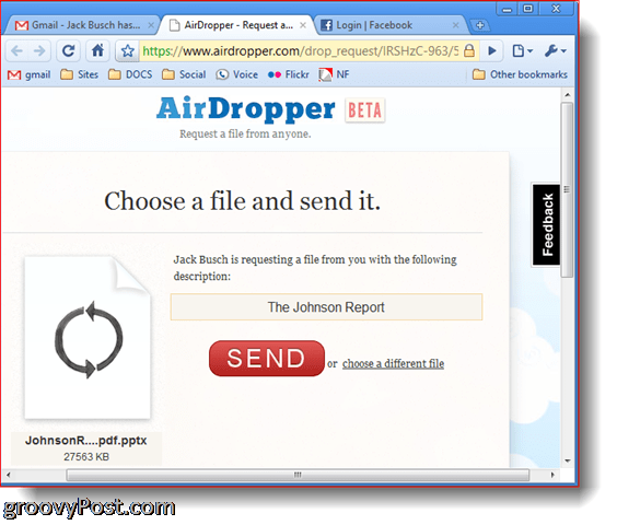 AirDropper Dropbox - Pilih file untuk dikirim