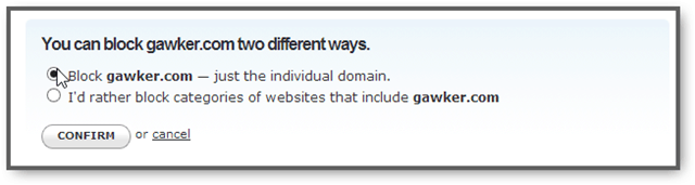 memblokir nama domain individual menggunakan DNS