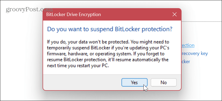 Nonaktifkan atau Tangguhkan BitLocker 