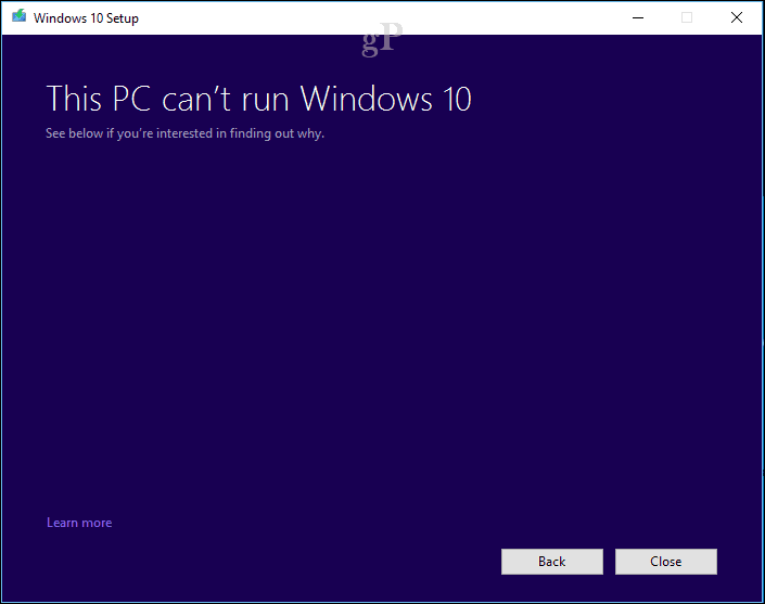 pengaturan windows 10 - PC tidak dapat menjalankan Windows 10