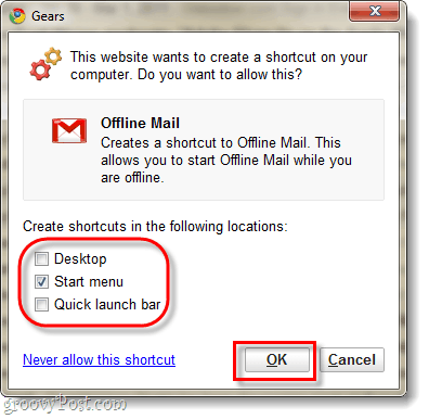 buat pintasan gmail offline