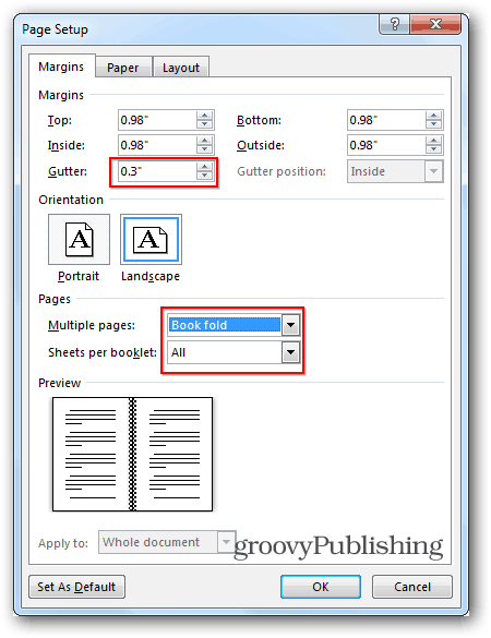 Buklet buku Word 2013 lipat