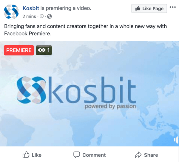 Misalnya Facebook Premiere by kosbit, video premiere