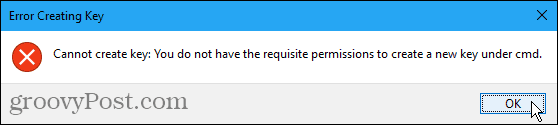 Tidak dapat membuat kesalahan kunci di Windows Registry