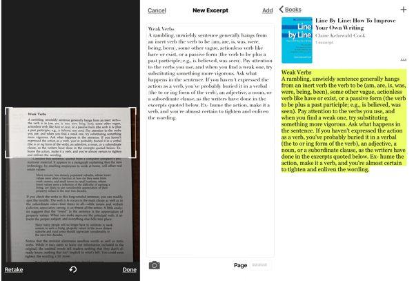 Kutipan - Aplikasi iOS Penyorot Buku, cara mengambil tangkapan layar bagian dari buku