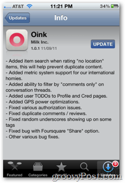 Oink 1.0.1 Pembaruan dari Apple App Store