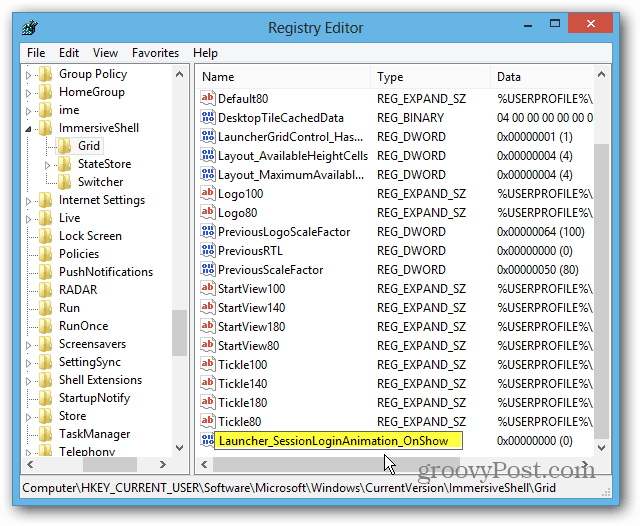 Nilai DWORD Windows 8 Registry