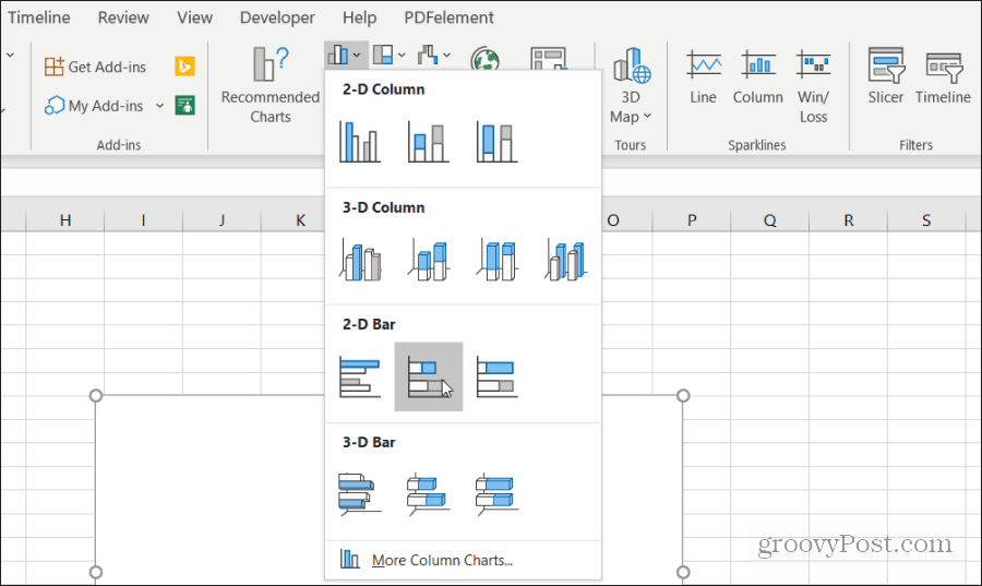 sisipkan stacked chart di excel