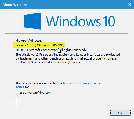 Windows 10 Versi 1511 Build 10586-318