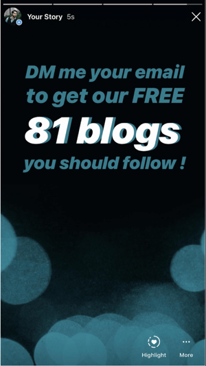 Cara meningkatkan keterlibatan cerita Instagram, meminta DM pengikut, contoh 3 DM untuk posting blog