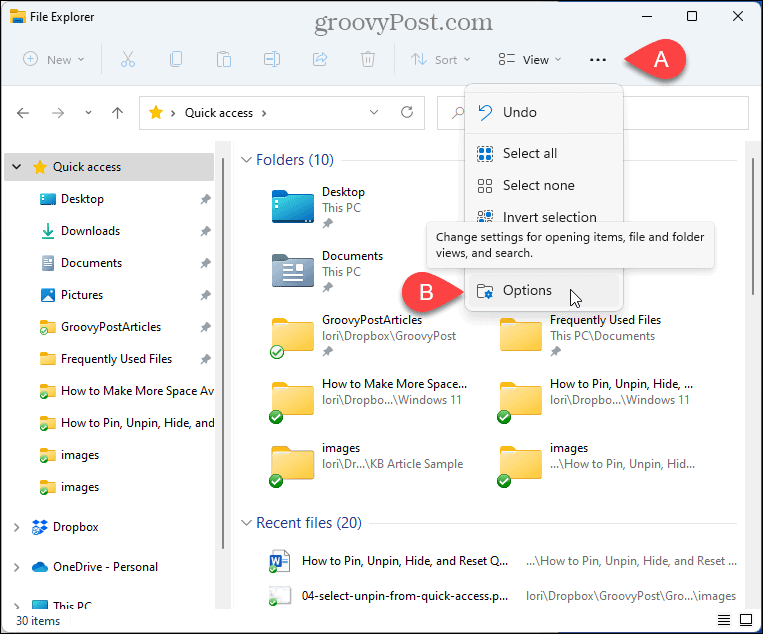 Pilih Opsi di File Explorer