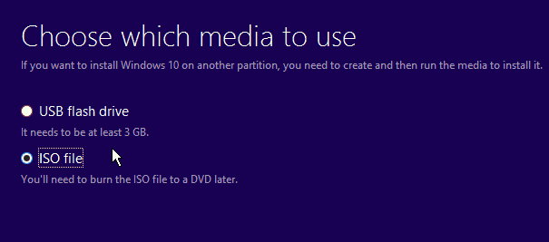 pilih Windows 10 ISO Media