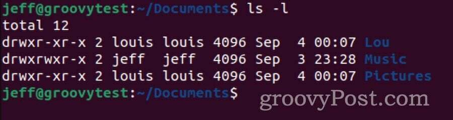 ubah pemilik folder dan subfolder di ubuntu diverifikasi dengan ls -l