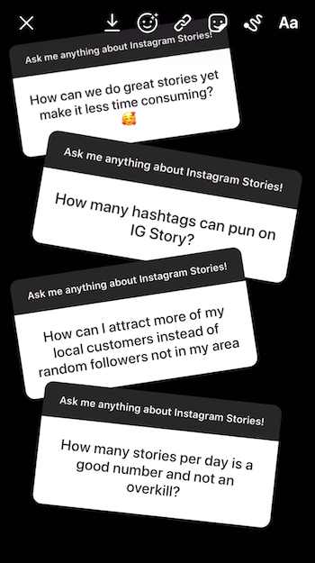 tambahkan beberapa tanggapan stiker Pertanyaan ke gambar cerita Instagram