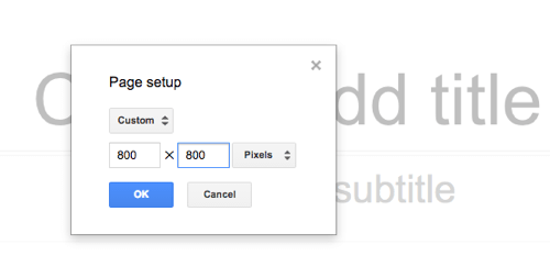 Pilih ukuran grafik Google Slides Anda.