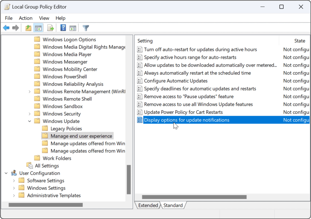 Nonaktifkan Pemberitahuan Pembaruan pada Windows 11