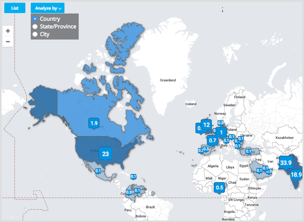 Analisis peta tweet menurut negara