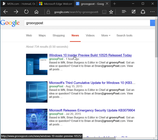 Edge Browser Windows 10