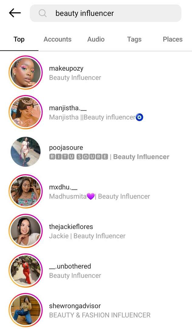 cara-menemukan-mitra-mikro-influencer-di-instagram-search-for-beauty-influencer-contoh-1