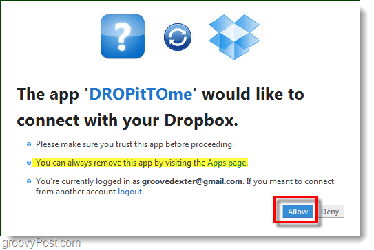 bolehkan orang mengunggah ke dropbox Anda