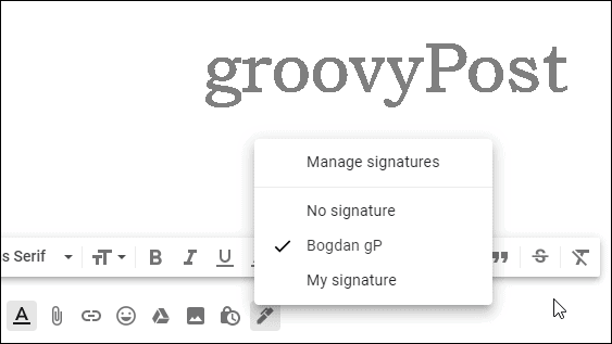 Pilih pengaturan Multiple Signatures Gmail