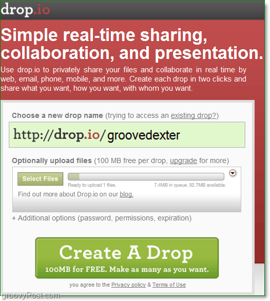 cara mendaftar untuk kolaborasi online gratis menggunakan drop.io