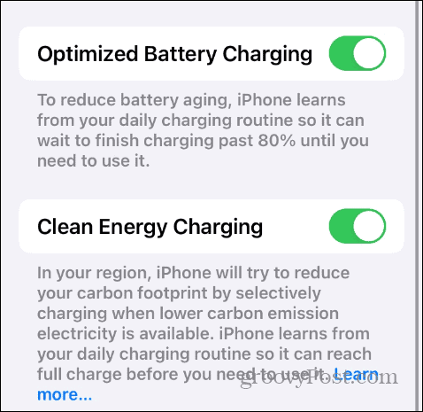 Pengaturan Pengisian Baterai di iOS
