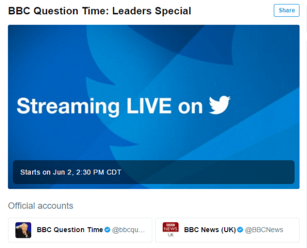 Twitter dan BBC mengumumkan kemitraan live streaming pertama.