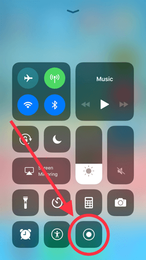 Ketuk ikon perekaman layar untuk mulai merekam di perangkat iOS Anda.