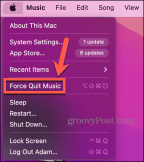 mac paksa keluar dari aplikasi musik