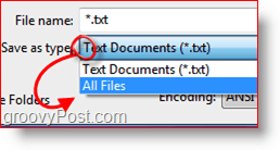 Memilih "Semua File" Sebagai Jenis File