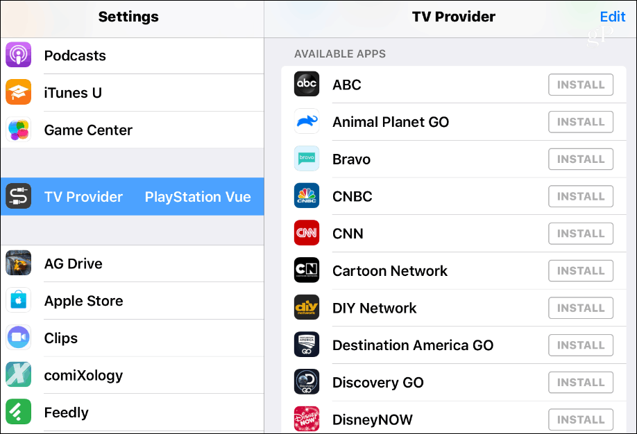 Aplikasi Penyedia TV, iOS