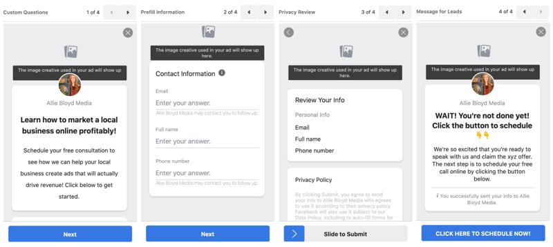 facebook lead ads membuat pilihan formulir prospek baru untuk melihat pengaturan formulir prospek Anda dan pilihan sebelum publikasi