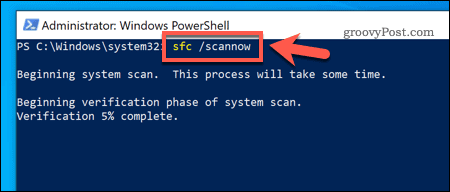 Menggunakan alat SFC di Windows 10