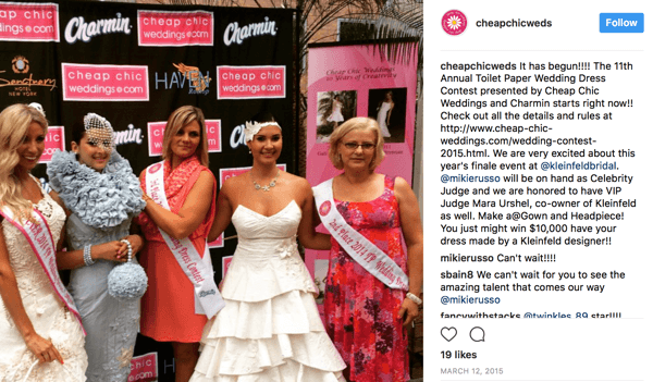 Charmin adalah salah satu sponsor kontes sosial tahunan di mana pelanggan membuat gaun pengantin dari kertas toilet. Dalam kontes 2015, Kleinfeld Bridal juga mendapatkan hadiah berupa gaun yang dibuat khusus untuk pemenang.