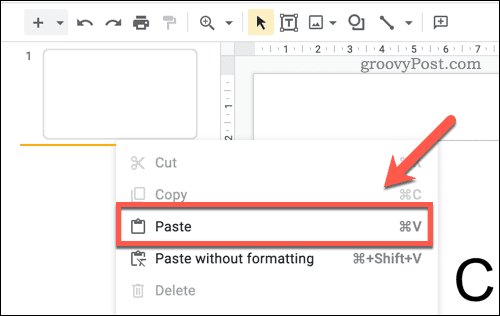 Menempelkan slide di Google Slide