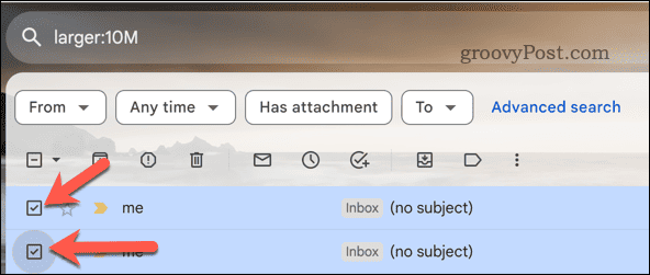 Pilih email Gmail di hasil pencarian