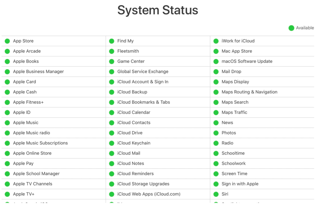 Perbaiki Masalah iCloud: Status Sistem iCloud