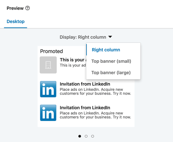 Cara membuat iklan teks LinkedIn, langkah 13, pratinjau iklan