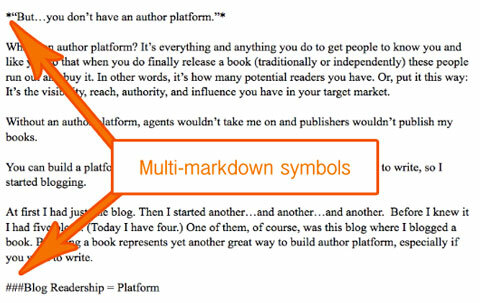 simbol multimarkdown dalam teks