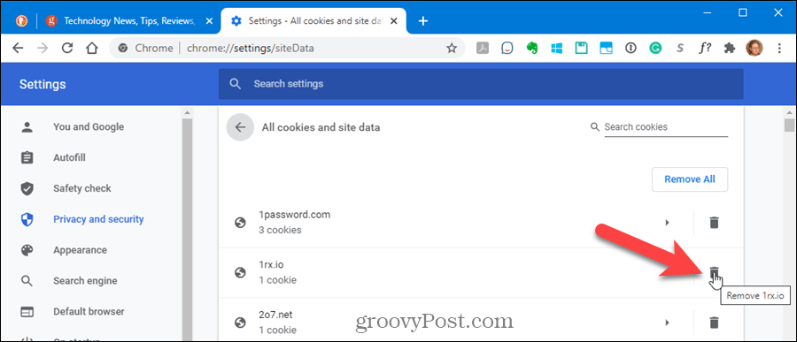 Hapus cookie untuk satu situs di Chrome