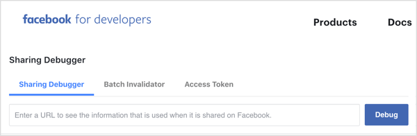 Gunakan alat Debugger untuk memastikan Facebook menarik gambar pratinjau tautan Facebook yang benar.