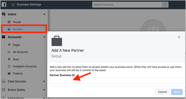 Untuk berbagi akses akun, tambahkan Business Manager agensi Anda sebagai partner untuk Business Manager klien. 