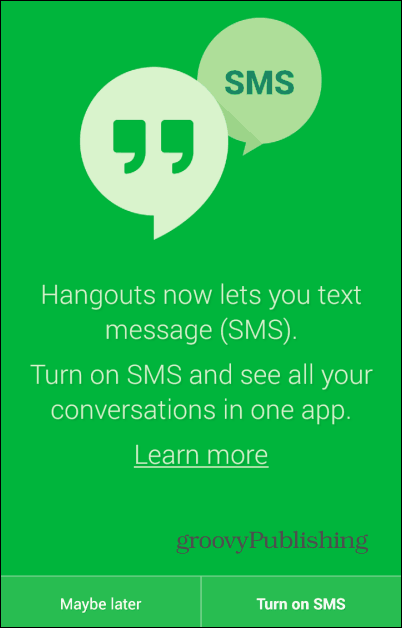 SMS Hangouts aktif